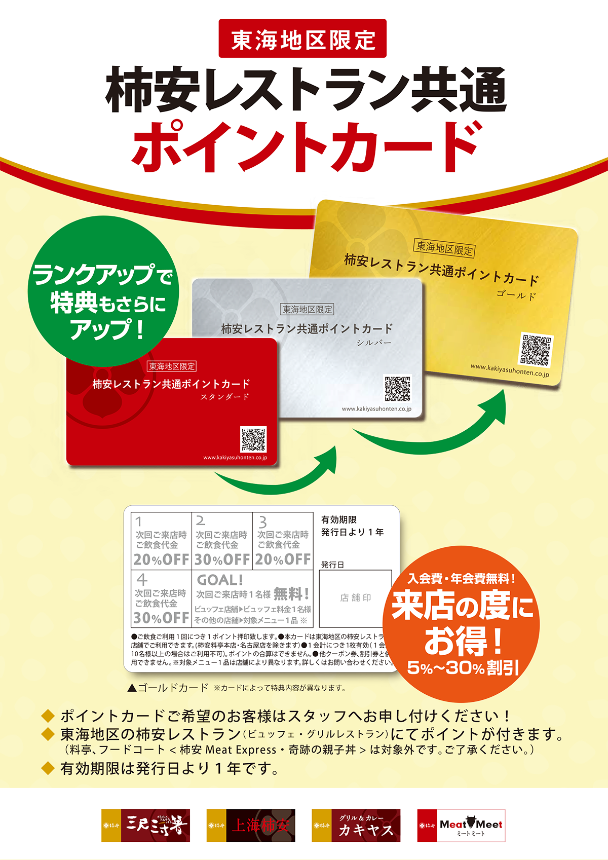 柿安レストラン共通ポイントカード（東海地区限定）｜柿安本店