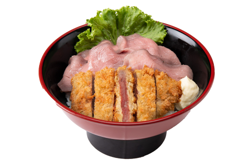 牛カツ&ローストビーフ丼